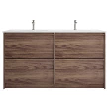 Malie 1500mm Notaio Walnut Freestanding Double Vanity with Ceramic Countertop